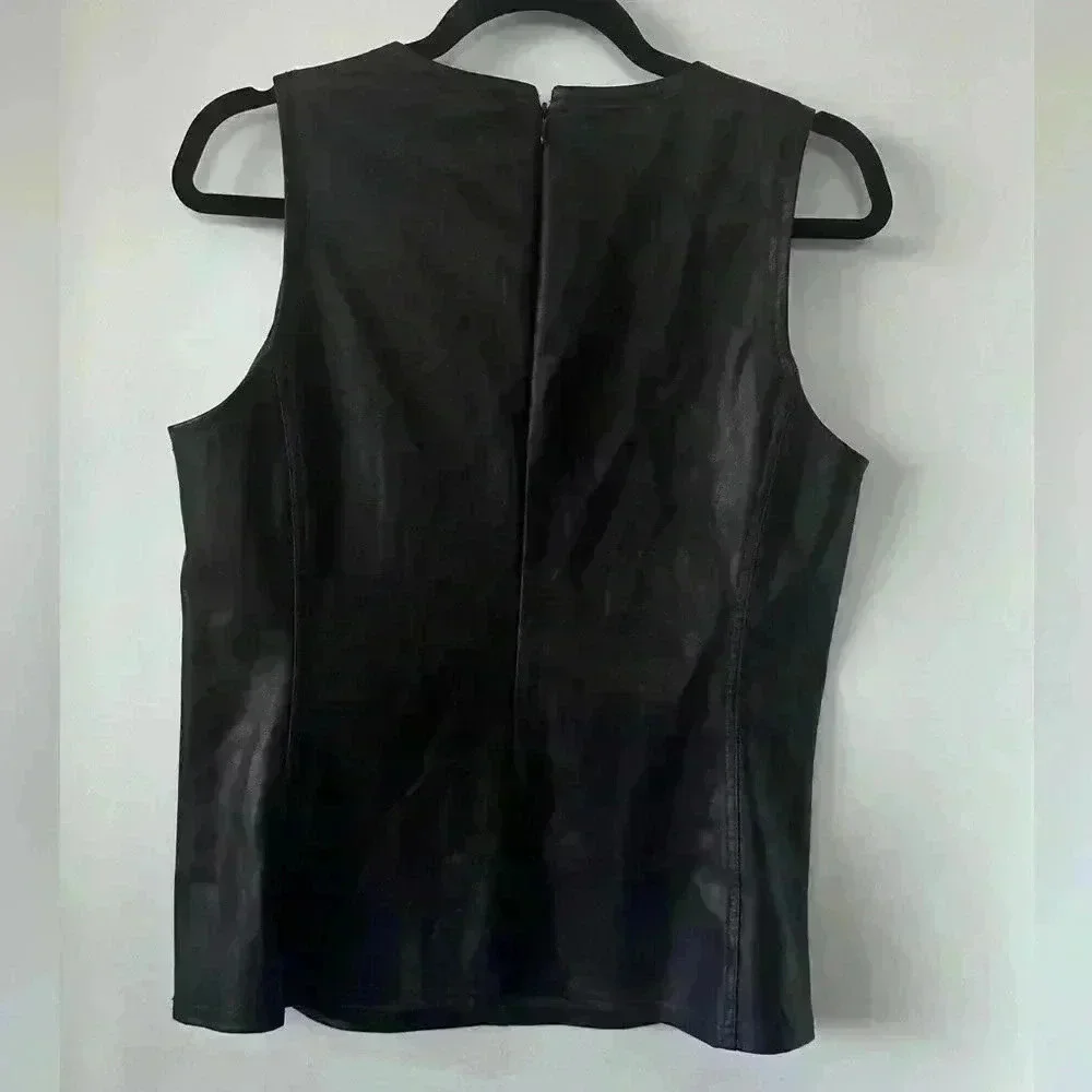 Ann Taylor Faux Leather Bordeaux top - Picture 2 of 5